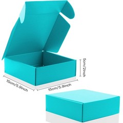 Teal Recyclable Small Corrugated Mailer Shipping Boxes 15 Pack 6x6x2 Inch