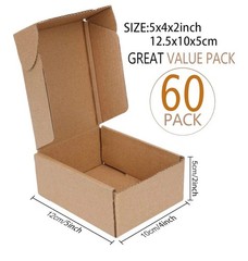 5x4x2 inches Kraft Corrugated Cardboard Shipping Boxes for Ecomm | Set of 60