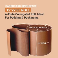AVIDITI Shipping Corrugated Roll Kraft, 12 x 250′, 1-Pack | Corrugated Cardboard
