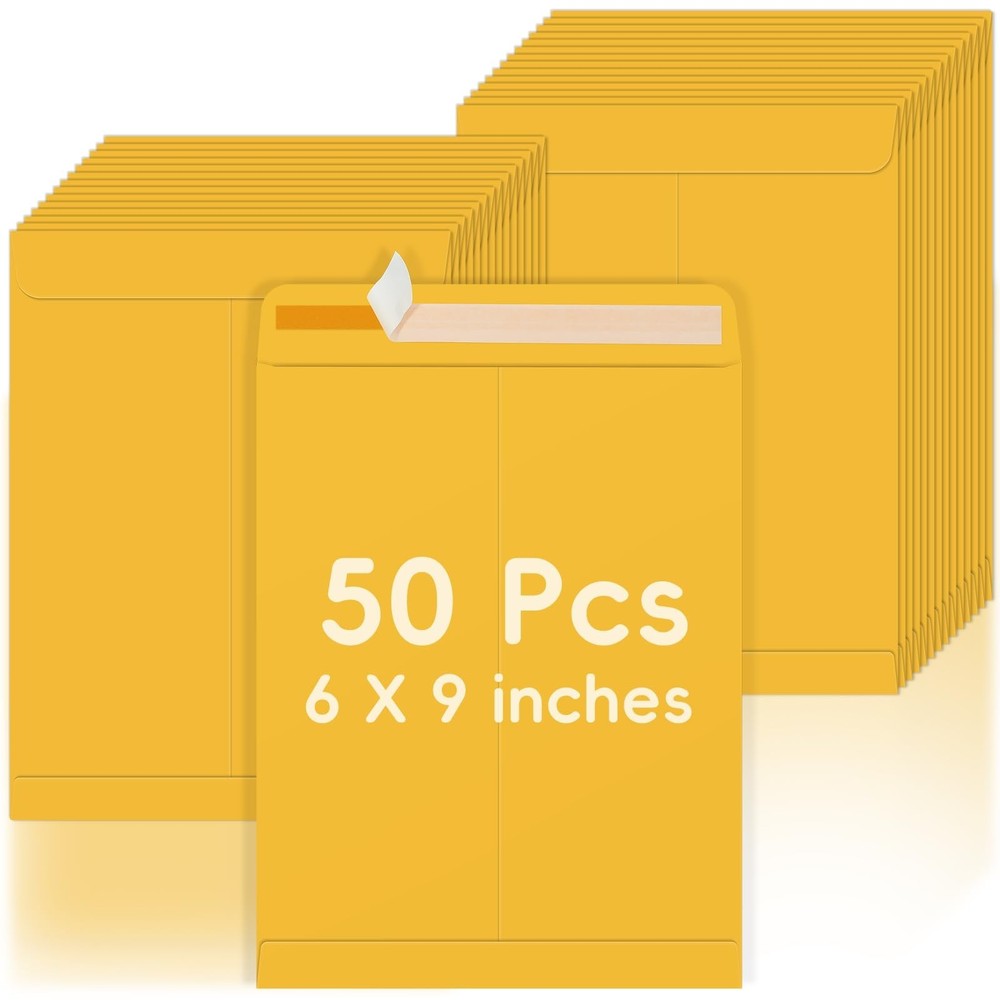 50 Pack 6×9 Envelopes Self Seal, Brown Kraft Catalog Mailing Envelopes 6 x 9 …