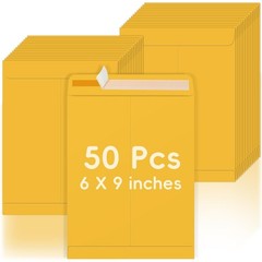 50 Pack 6×9 Envelopes Self Seal, Brown Kraft Catalog Mailing Envelopes 6 x 9 …