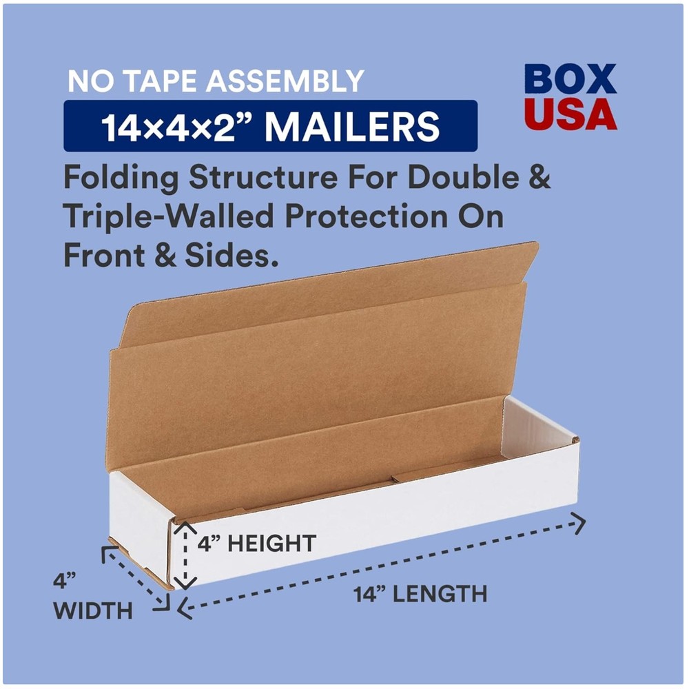 Medium Moving Boxes 14x4x2, 50-Pack | Corrugated Cardboard