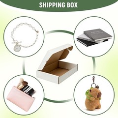 50 Pack 6″x4″x1″ inch Small Shipping Boxes White Corrugated Cardboard Box for…