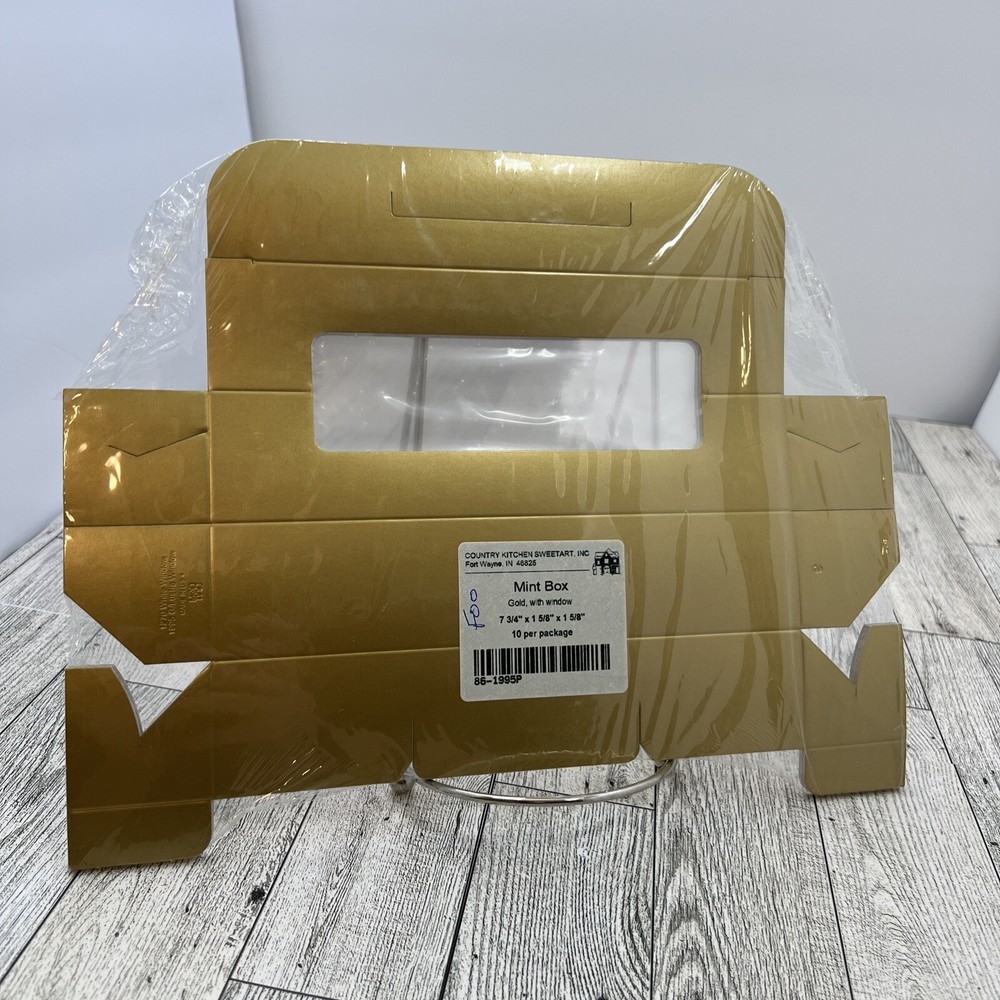 Lot of 10 Mint Box Gold with window 7 3/4″ x 1 5/8″ x 1 5/8″ wedding