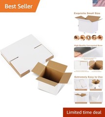 5 Heavy-Duty 8x6x4 Shipping Boxes – White Corrugated Cardboard for Gifts