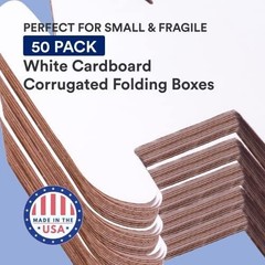 50-Pack White Shipping Boxes 7x4x2″ Crush-Proof