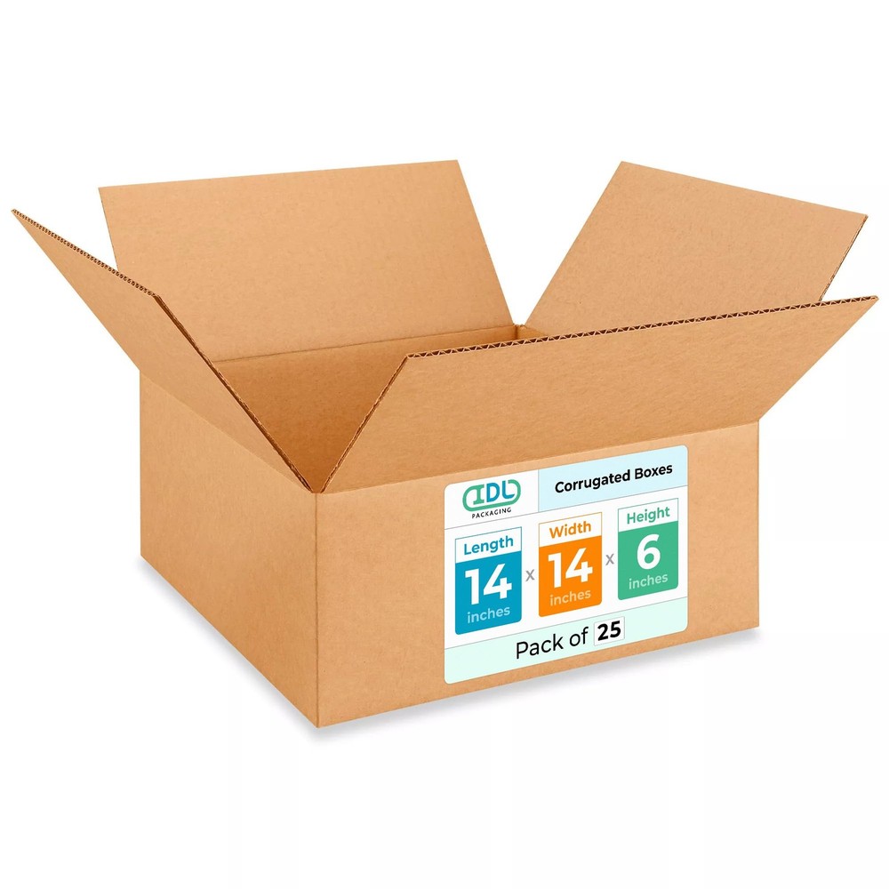 Medium Moving & Shipping Boxes 14″L x 14″W x 6″H (25-Pack) – Extra Strength 2…