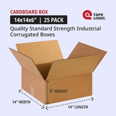 14x14x6 Kraft Corrugated Boxes Pack of 25