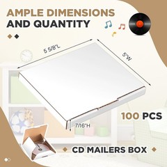 100 Pcs 5 5/8″L X 5″W X 7/16″H Cd Mailer Box Cd Shipping Boxes Corrugated Mailin
