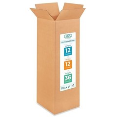 Tall Moving & Shipping Boxes 12x12x36 in 10-Pack Extra Strength Corrugated