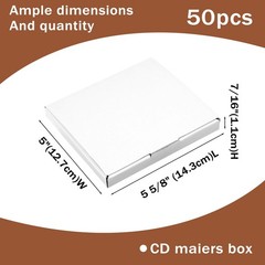 50 Pcs CD Mailer Boxes, 5 5/8″ x 5″ x 7/16″ CD Shipping Sleeves, Mailer Cardboa