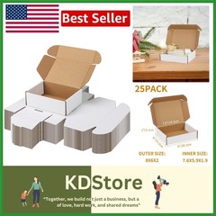 25-Pack White 8x6x2 Inch Corrugated Shipping Boxes