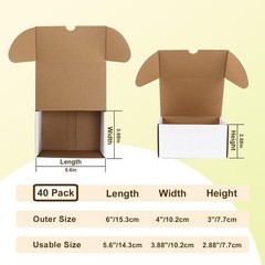 Sturdy 6x4x3 White Corrugated Boxes – 40 Pack for Reliable Shipping Solutions