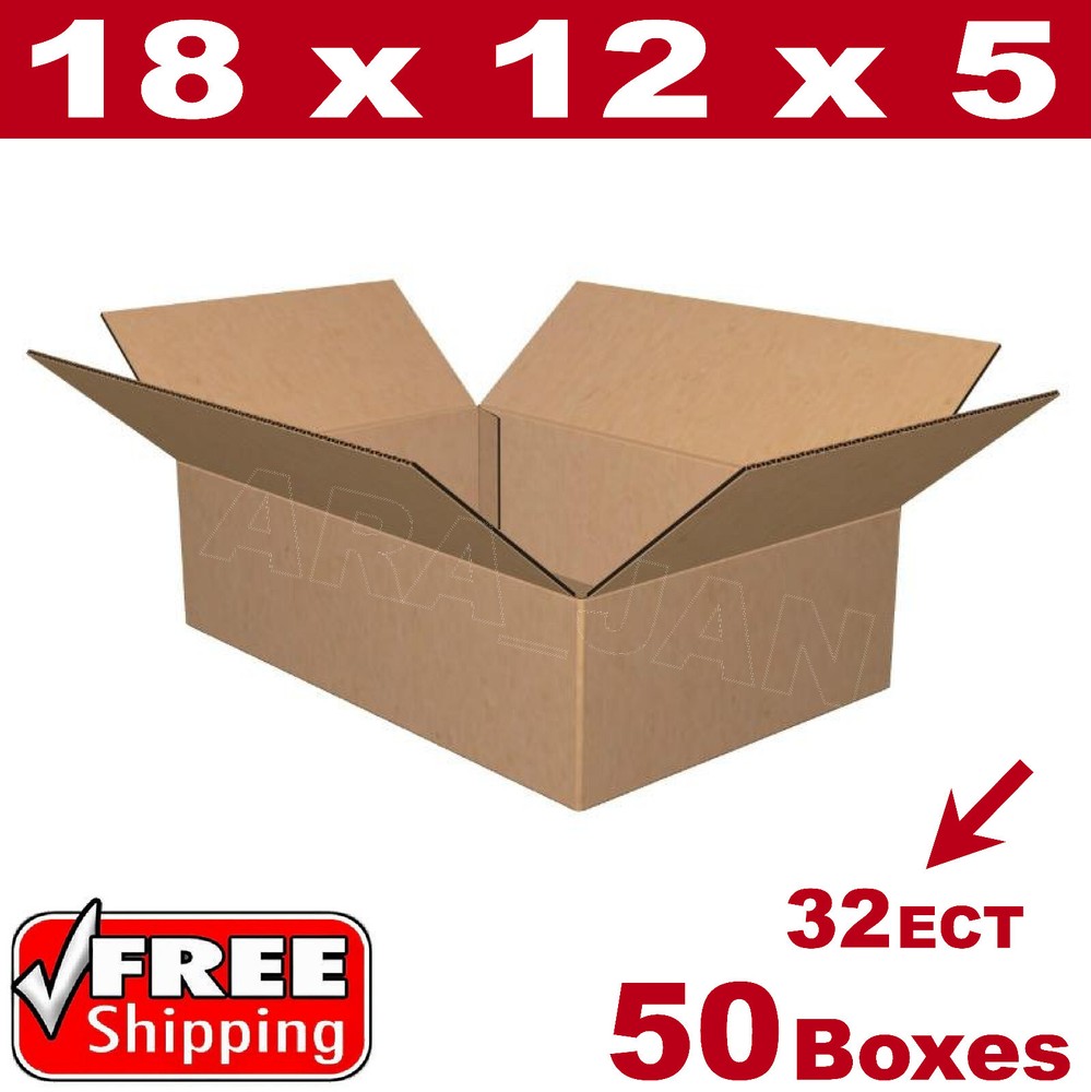 50 – 18x12x5 Cardboard Boxes Mailing Packing Shipping Box Corrugated Carton