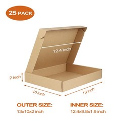 13x10x2 inch Boxes Bulk 25 Pack Brown, Tab Lock Tuck Top Mailer Boxes for Pac…
