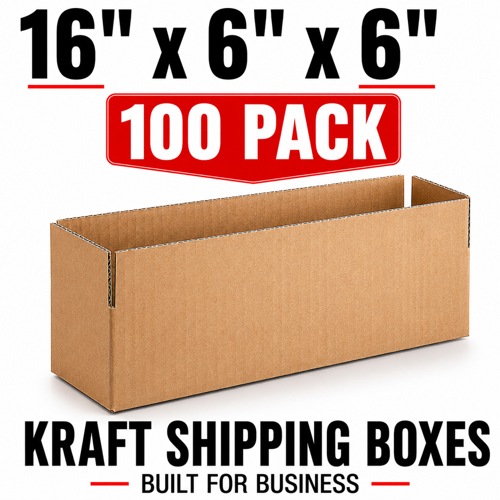16 x 6 x 6 Kraft Corrugated Shipping Boxes 100 Pack Mailing Packing Boxes