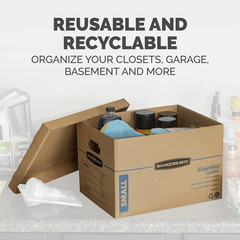 Small Classic Moving Box 20 Pack, Reinforced Handles, Tape-Free Assembly, Box wi