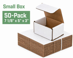 50 Pack 7 1/8″ x 5″ x 3″ White Corrugated Shipping Mailer Boxes