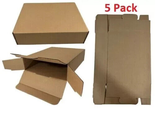 Lot of 5 Boxes 12″ x 10″ x 3″ Corrugated Cardboard Security Shipping Box New