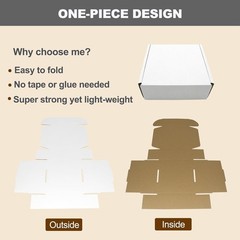 50 Pack 6x4x1 Inch White Corrugated Shipping Boxes, Cardboard Literature Mailers