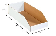 BBINBWZ818 Open Top Bin Boxes 8″ x 18″ x 4 1/2″ Oyster White Pack of 50)