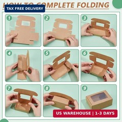 BENECREAT 30 Pack 3.3×2.3x1inch Rectangle Brown Kraft Paper Boxes with Clear Win