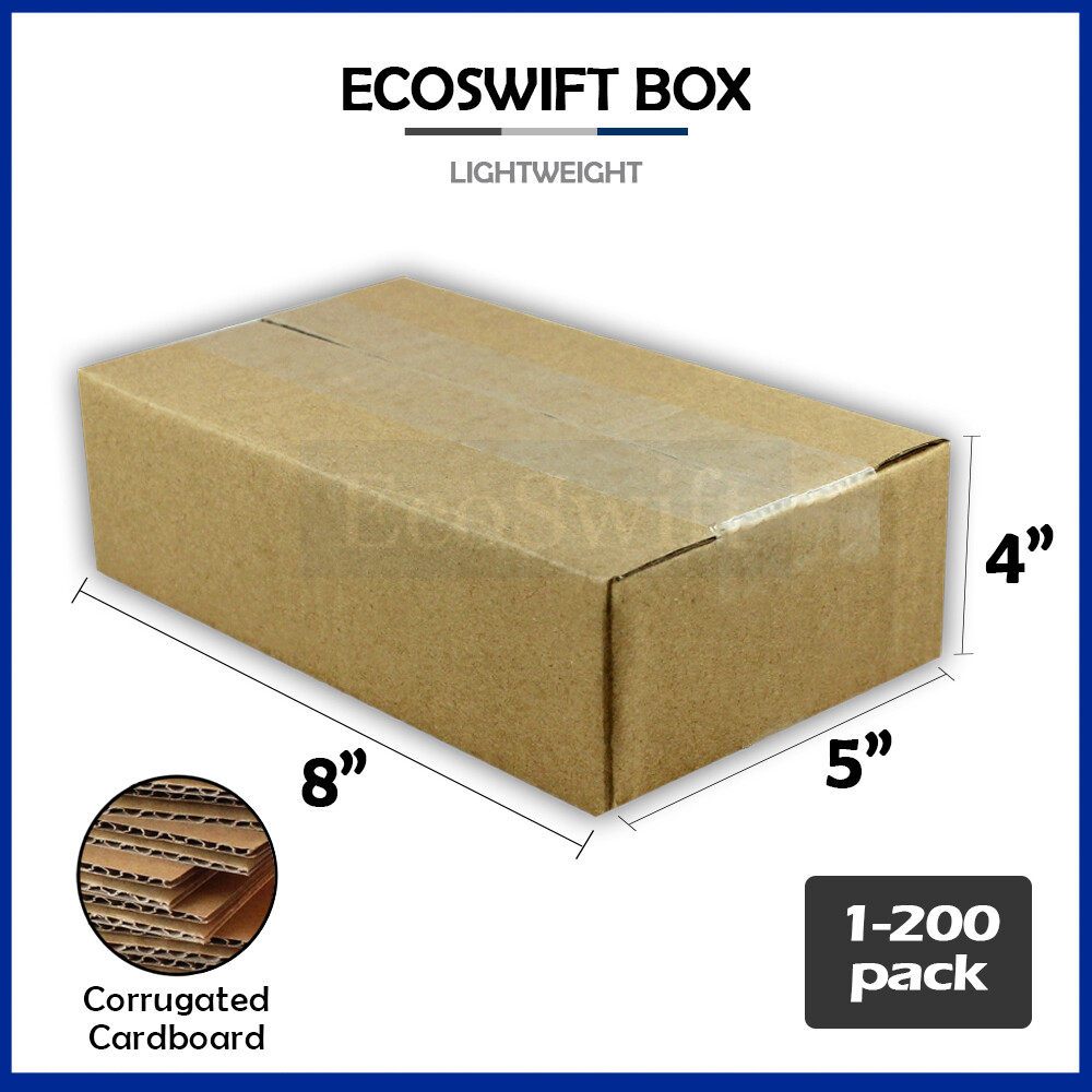 1-200 8x5x4 “EcoSwift” Cardboard Packing Mailing Shipping Corrugated Box Cartons