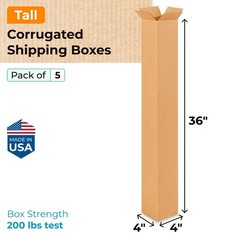 Tall Moving & Shipping Boxes 4 x 4 x 36 inches (5-Pack) – Extra Strength 200 …