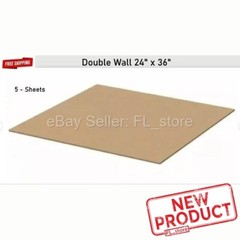 5 PACK Cardboard Sheets 24″ x 36″ Corrugated Kraft 9/32″ Thick Double Wall NEW