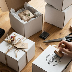 30 Pack 5X5X5 White Small Shipping Boxes, 5 X 5 X 5 Corrugated Cardboard Box for