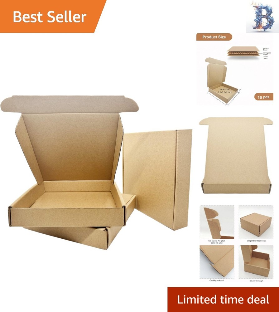 Effortless Assembly 10-Pack of 6x6x1 Inch Sturdy Shipping Boxes – No Tape Needed