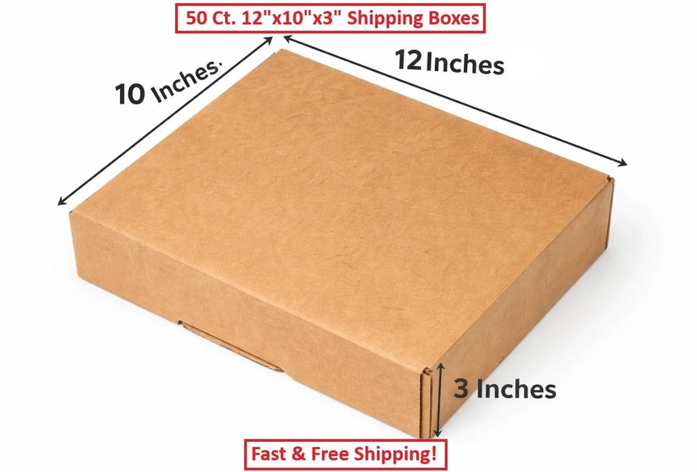 《NEW》50 ct. 12″x10″x 3″ Heavy Duty Brown Corrugated Security Mailer Shipping Box