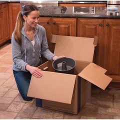 Smoothmove 0062801 18 In X 18 In X 16 In Moving Box, Kraft, Blue Printing,