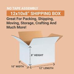 25 Pack White Shipping Boxes 12x10x8 for Business, Gifts & Storage Solutions