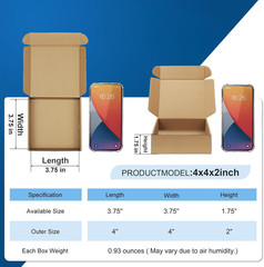 50 Pack 4X4X2 Small Shipping Boxes – Brown Corrugated Cardboard Mailer Boxes for