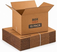 Corrugated Cardboard Boxes 15-Pack – Medium Size 18x14x12″
