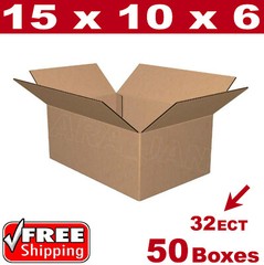 50- 15x10x6 Cardboard Boxes Mailing Packing Shipping Box 32ECT Corrugated Carton