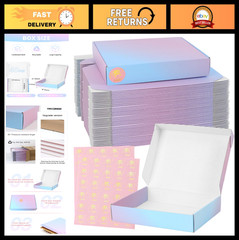 40 Pack Purple Gradient Shipping Boxes 10x8x2, Corrugated Mailer Packaging for G