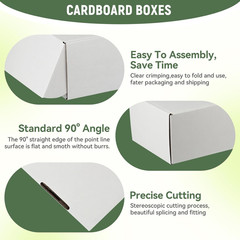 7″X5″X2″ Shipping Boxes Set of 3, White Corrugated Cardboard Box Literature Mail