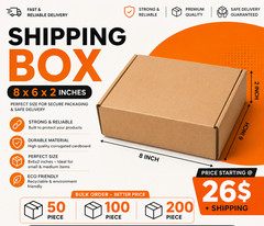 Supplyhut 8x6x2 Inch Corrugated Shipping Mailer Box 3 Layer Durable Packaging