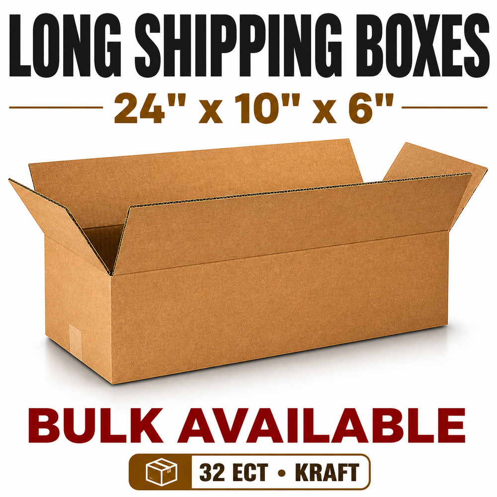 24x10x6 Kraft Shipping Boxes 32 ECT Corrugated Packing Moving Boxes Bulk