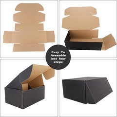 Set of 10 Black Corrugated Shipping Boxes, 12″x9″x4″ with Strong Load-Bearing