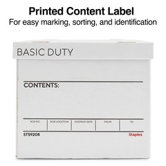 STAPLES Corrugated File Box Lift Off Lid, Letter/Legal Size, White/Black, 10/…