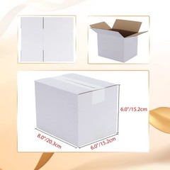 8x6x6 Shipping Boxes Set of 40, White Corrugated Cardboard Box for Mailing Pa…