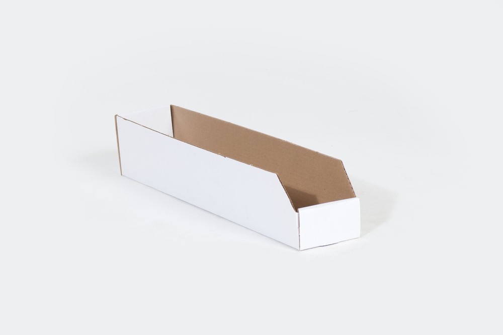 7 x 12 x 4 1/2″ Open Top Bin Corrugated Box White 50 Pack