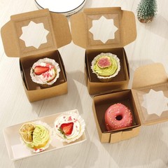 50 Pcs Brown Bakery Boxes with Window, Aoeoe 4x4x2.5 Inches Single Individual…
