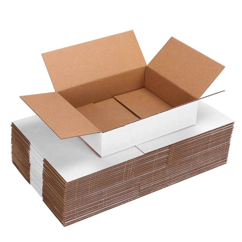 25 Packs Small Shipping Boxes 8x6x2 Inches, White Corrugated Cardboard Box fo…