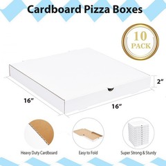 10 Pack 16x16x2 In Large White Corrugated Cardboard Pizza Takeout Bakery Boxes