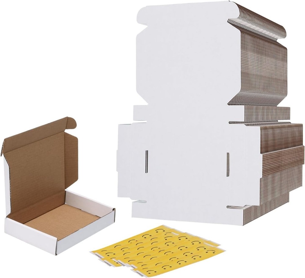 6x4x1 Shipping Boxes Set of 100, White Small Corrugated Cardboard Box, Mailer…