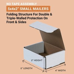 Aviditi White Corrugated Cardboard Mailing Boxes, 5″ x 4″ x 2″ (Pack of 50) C…